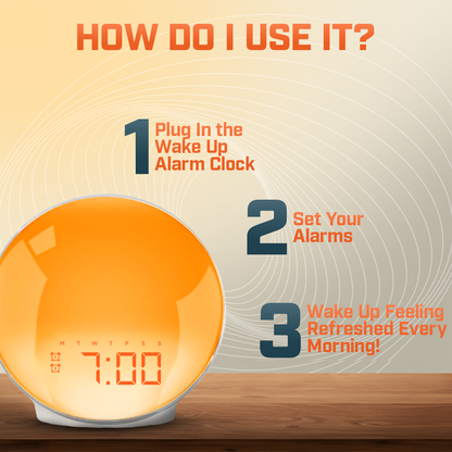 Wake-Up Sun Lamp Alarm Clock | Gradual Sunrise Glow & Customizable Sounds for Gentle Mornings