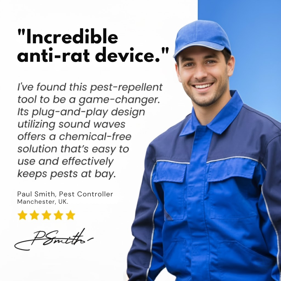 Plug-In Ultrasonic Rat Repellent | Chemical-Free. Silent & Covers Up to 3200 sq. ft. for Indoor and Outdoor Use