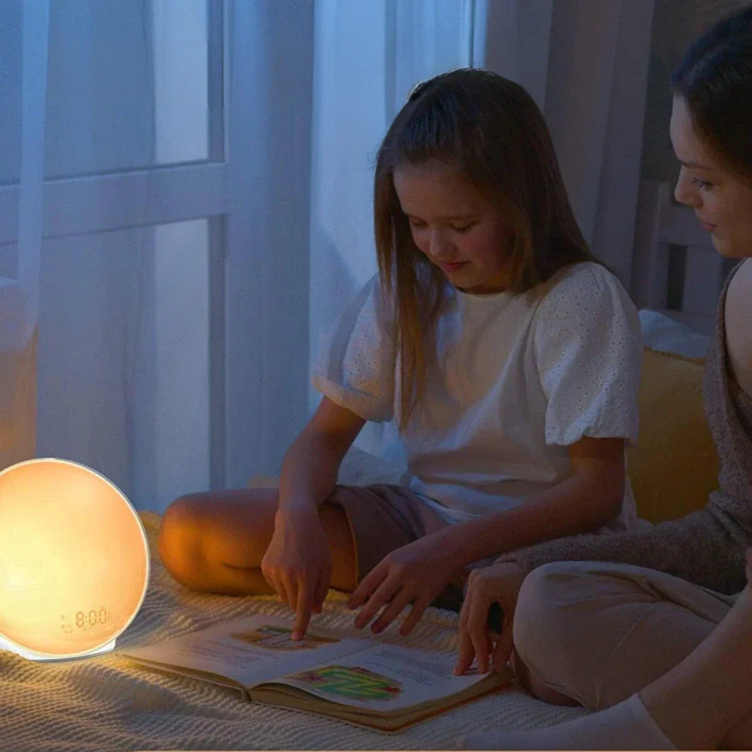 Luxury Sunrise Simulation Alarm Clock Lamp | Soothing Sounds, Mood Lighting & Double Alarm for Relaxing Mornings
