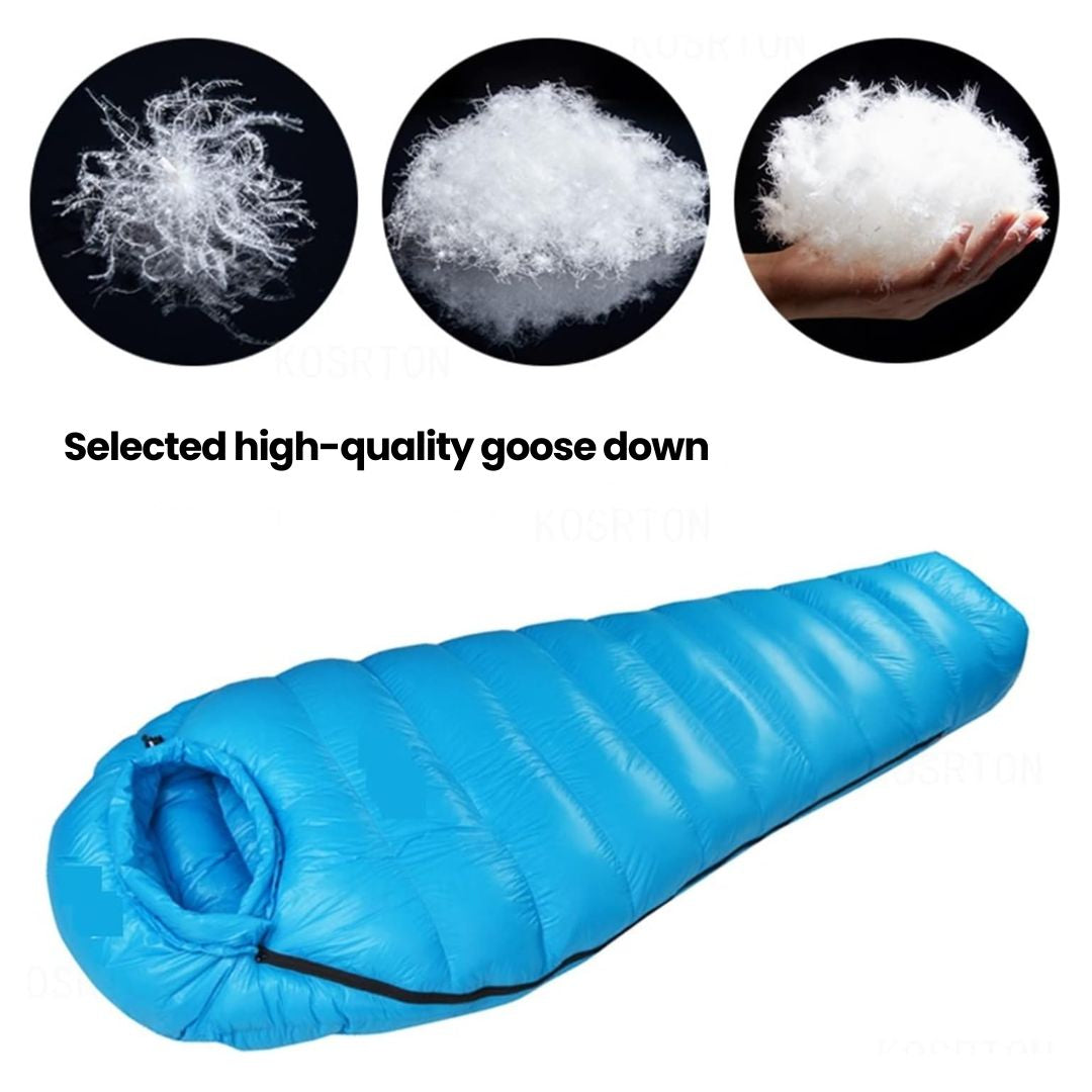 Winter Sleeping Bag – Down Insulated 400T Ripstop Nylon | Extra Warm 30 °C Bag for Cold Weather Camping
