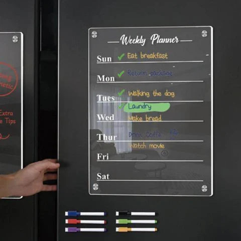 Weekly Planner Magnetic Fridge Organizer | Vibrant Markers, Easy Wipe Clean & Ideal for Home Kitchen Management