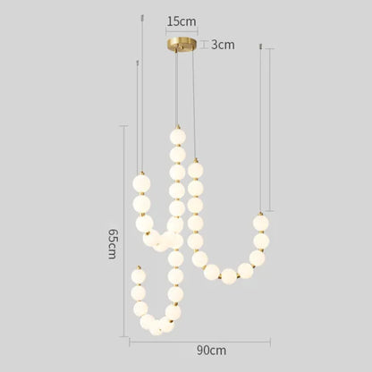 LED White Necklace Chandelier - Modern Pendant Light Fixture for Dining Room & Living Space