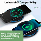 15W Wireless Charging Pad for iPhone & Android – Fast Wireless Charger Base with Sleek Design for Home & Office | Apple & Samsung Compatible