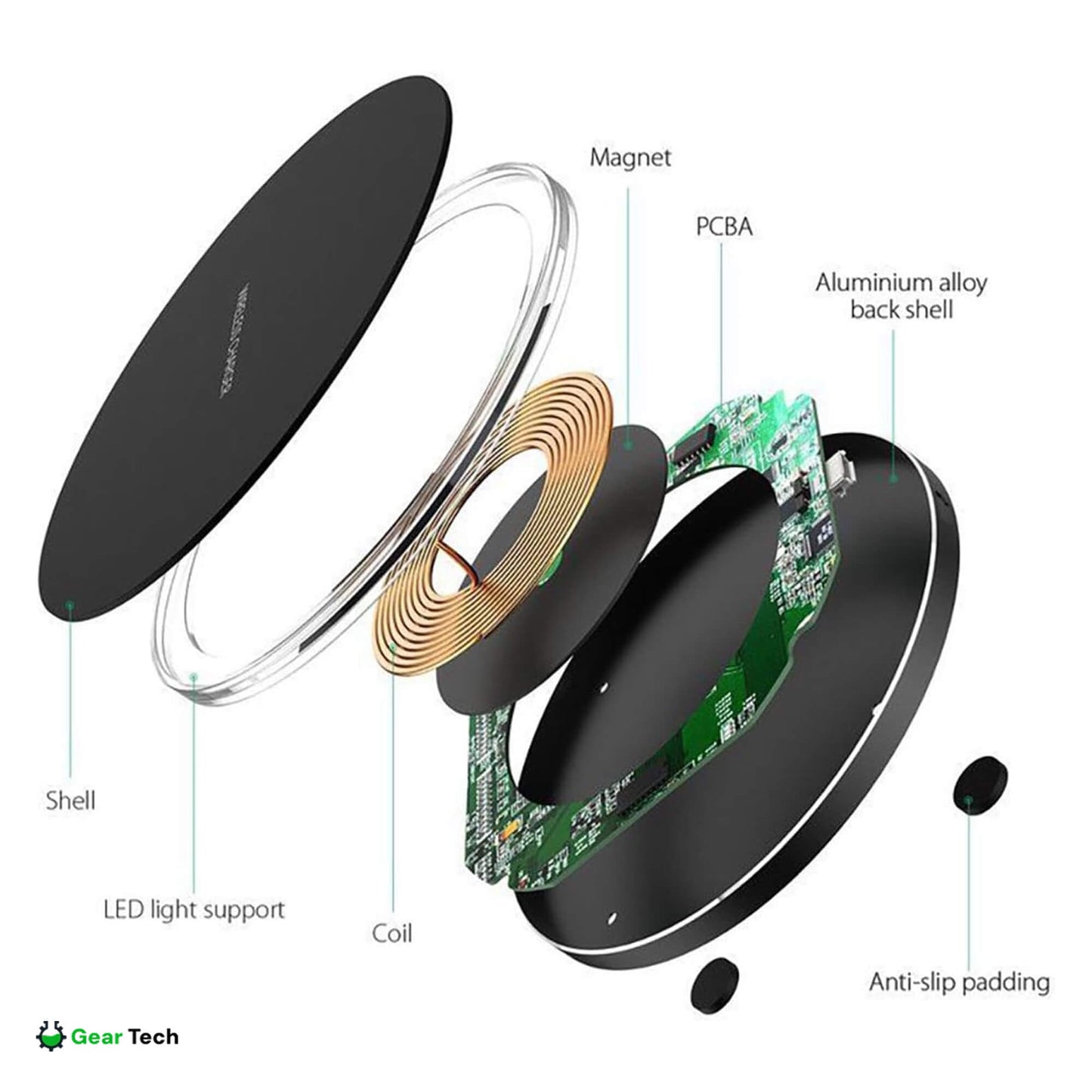 15W Wireless Charging Pad for iPhone & Android – Fast Wireless Charger Base with Sleek Design for Home & Office | Apple & Samsung Compatible