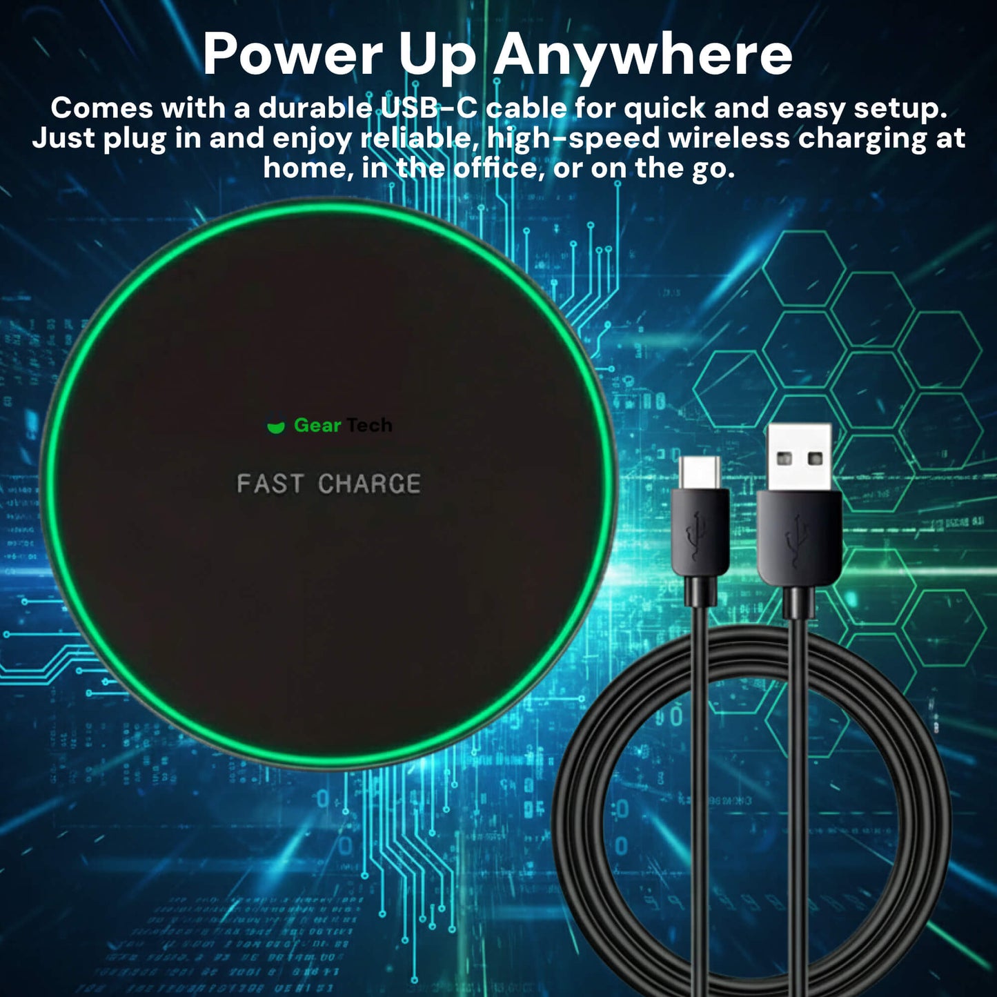 15W Wireless Charging Pad for iPhone & Android – Fast Wireless Charger Base with Sleek Design for Home & Office | Apple & Samsung Compatible