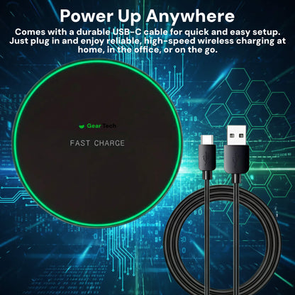 15W Wireless Charging Pad for iPhone & Android – Fast Wireless Charger Base with Sleek Design for Home & Office | Apple & Samsung Compatible