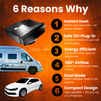 12 volt Car Portable efficient Heater | Multipurpose Campervan, Caravans, Car Plug and Play Heater