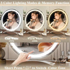 Dimmable LED Makeup Mirror | 360° Rotation. Touch Control & 3 Light Modes for Perfect Makeup Application