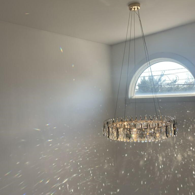 K9 Crystal Chandelier Light Fixture - Modern Hanging Pendant for Dining Room & Living Room Decor