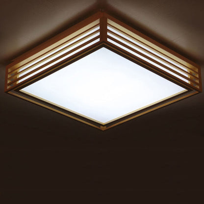 LED Flush Mount Ceiling Light | Modern Wood & Acrylic Design with Dimmable Color Temperatures for Low Ceilings & Various Rooms