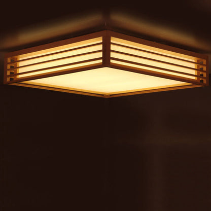 LED Flush Mount Ceiling Light | Modern Wood & Acrylic Design with Dimmable Color Temperatures for Low Ceilings & Various Rooms