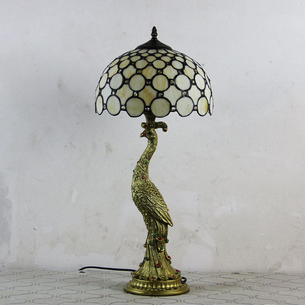 Tiffany Style Glass Table Lamp | Colorful Dome Shade & Resin Base for Living Room and Bedroom Decor