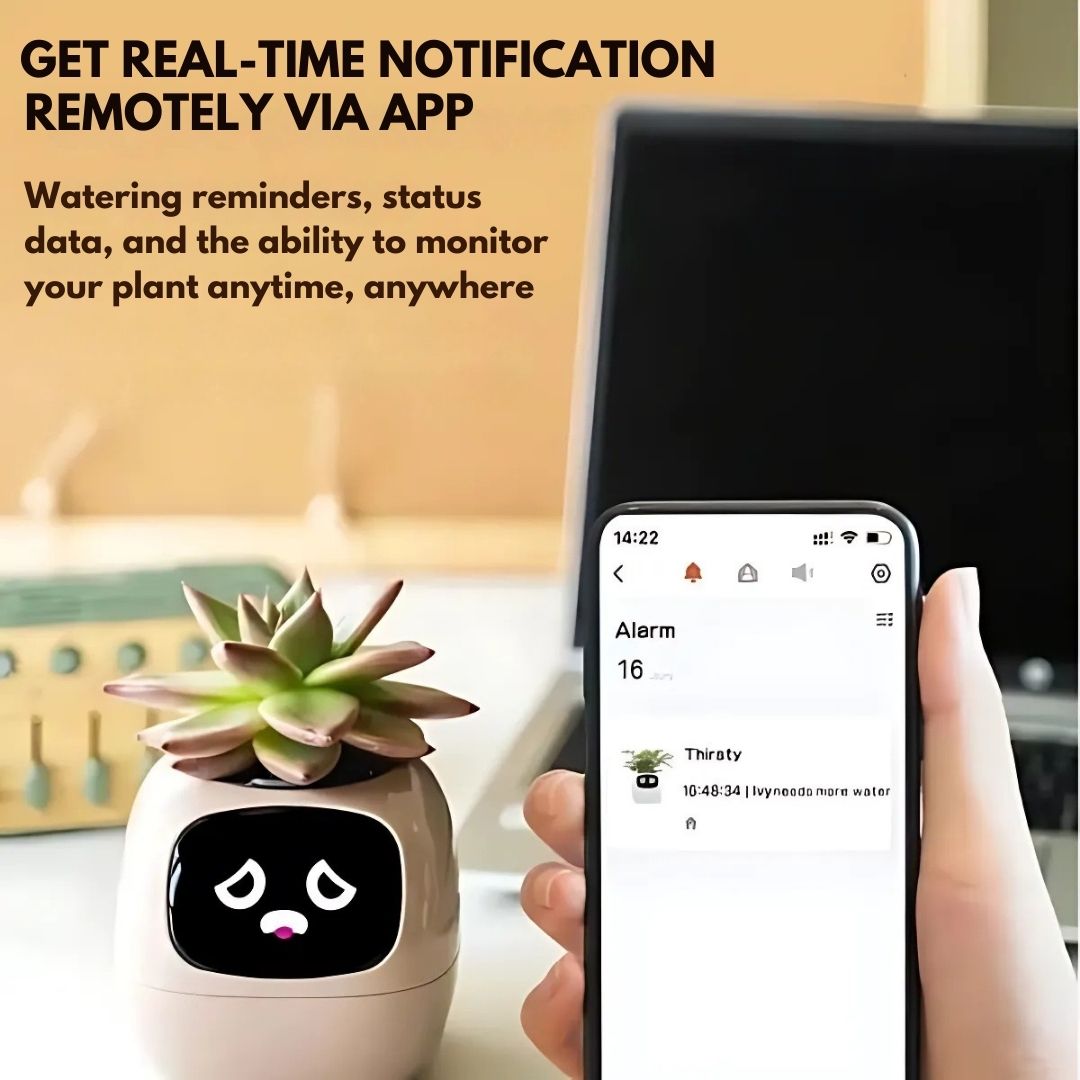 AI Smart Plant Pot | Self-Watering, Interactive with 70+ Expressions & Compatible with Smart Home Systems for Indoor & Outdoor Use