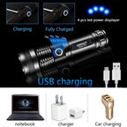 90000lm LED Tactical Flashlight | Rechargeable, Zoomable & Water-Resistant for Camping and Hiking