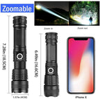 90000lm LED Tactical Flashlight | Rechargeable, Zoomable & Water-Resistant for Camping and Hiking