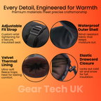 Heated Winter Mittens – Waterproof Rechargeable Hand Warmer Gloves for Outdoor Winter Use, Golf & Ski