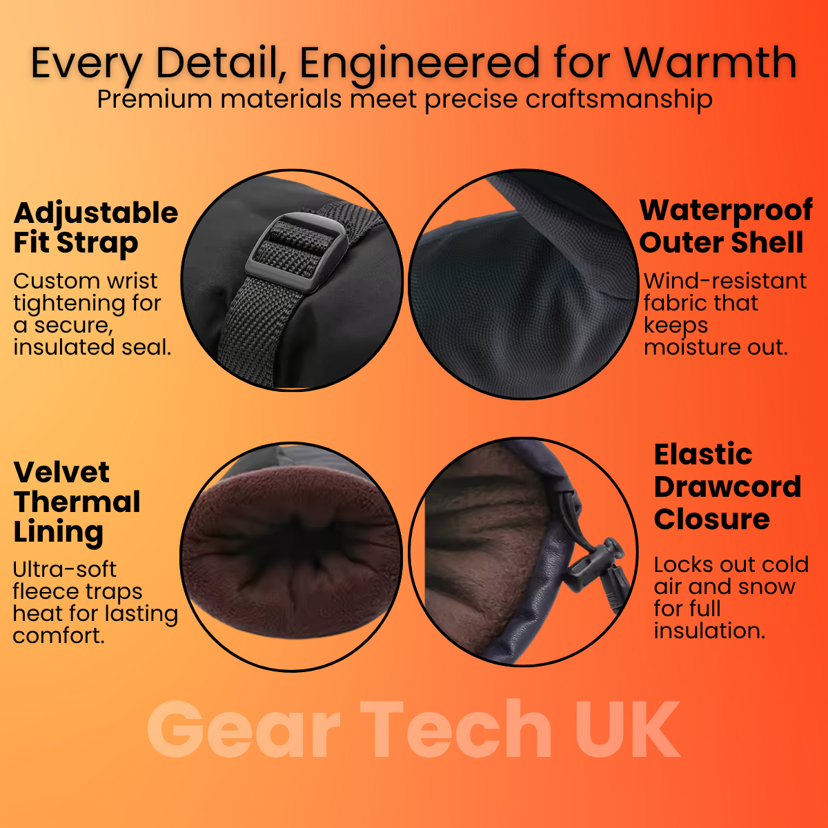 Heated Winter Mittens – Waterproof Rechargeable Hand Warmer Gloves for Outdoor Winter Use, Golf & Ski