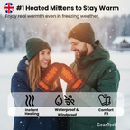 Heated Winter Mittens – Waterproof Rechargeable Hand Warmer Gloves for Outdoor Winter Use, Golf & Ski