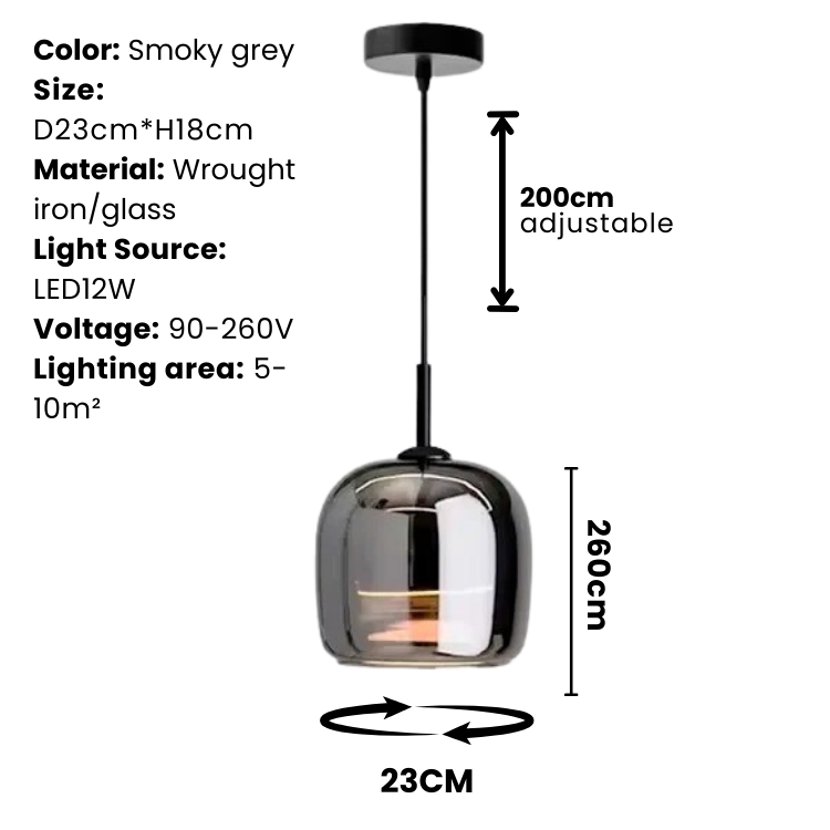 Nordic Black Glass Pendant Light Fixture - Modern Hanging Lamp for Kitchen Island & Dining Room