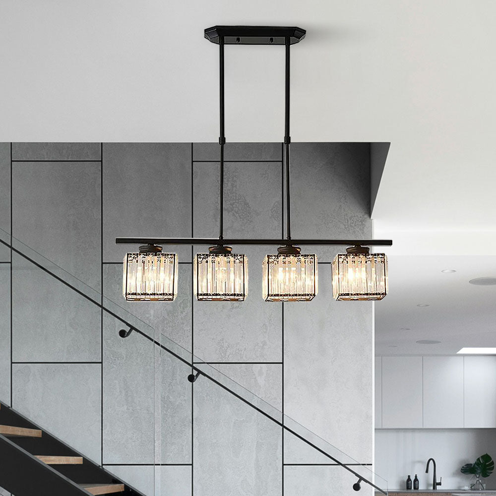 Modern Art Deco Glass Kitchen Island Lamps | Adjustable Height. 3-4 Lights & Ideal for Dining Room and Kitchen Lighting