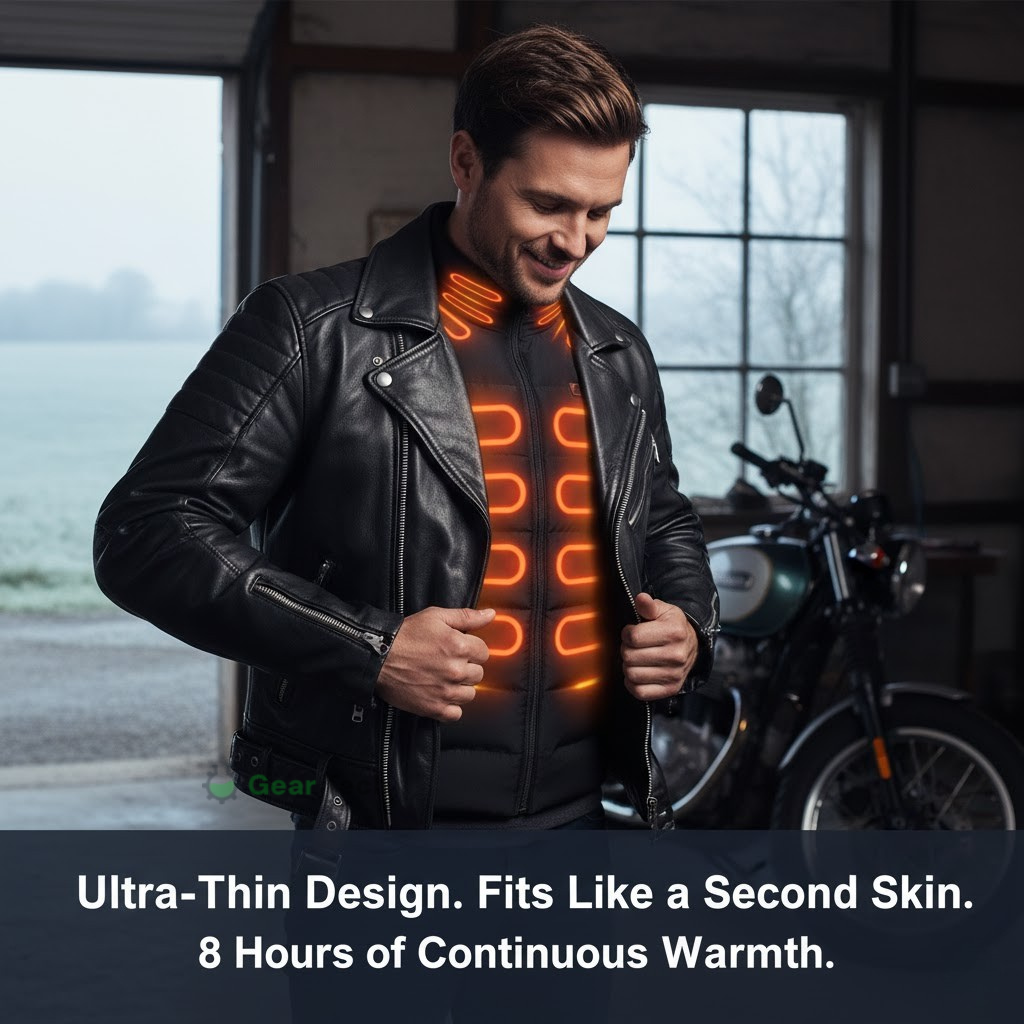 Mens Heated Gilet | Ultra-Thin Heated Vest, 9 Heating Zones & 8 Hours of Luxurious Warmth for Outdoor Activities