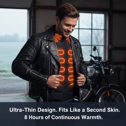 Mens Heated Gilet | Ultra-Thin Heated Vest, 9 Heating Zones & 8 Hours of Luxurious Warmth for Outdoor Activities