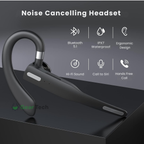 Bluetooth 5.1 Noise Cancelling Headset | Dual Mic, Ergonomic Design & Hands-Free Calling for Professionals