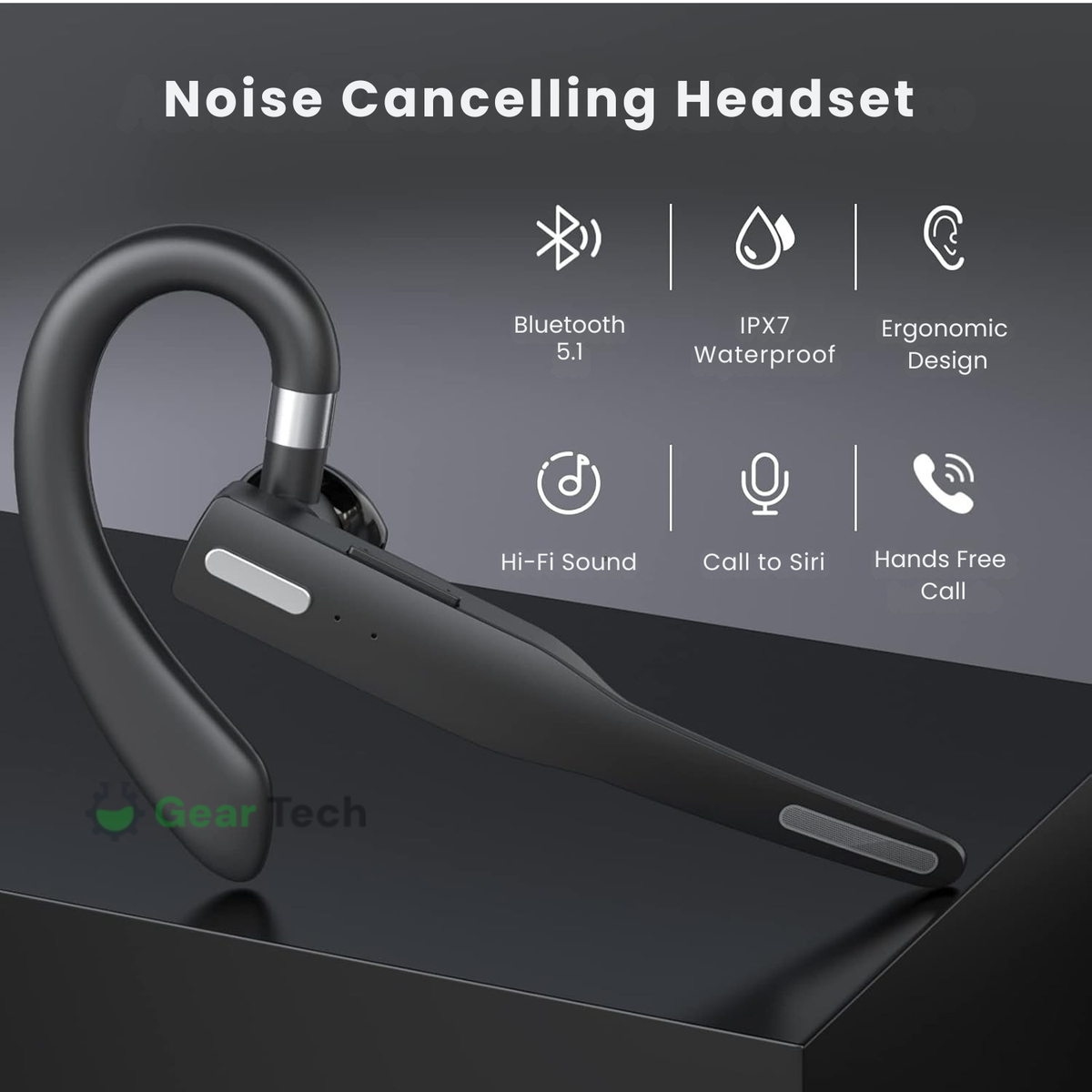 Bluetooth 5.1 Noise Cancelling Headset | Dual Mic, Ergonomic Design & Hands-Free Calling for Professionals