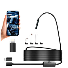 Industrial Endoscope Inspection Camera For Phone - Waterproof and Flexible HD Cam with Led Lights