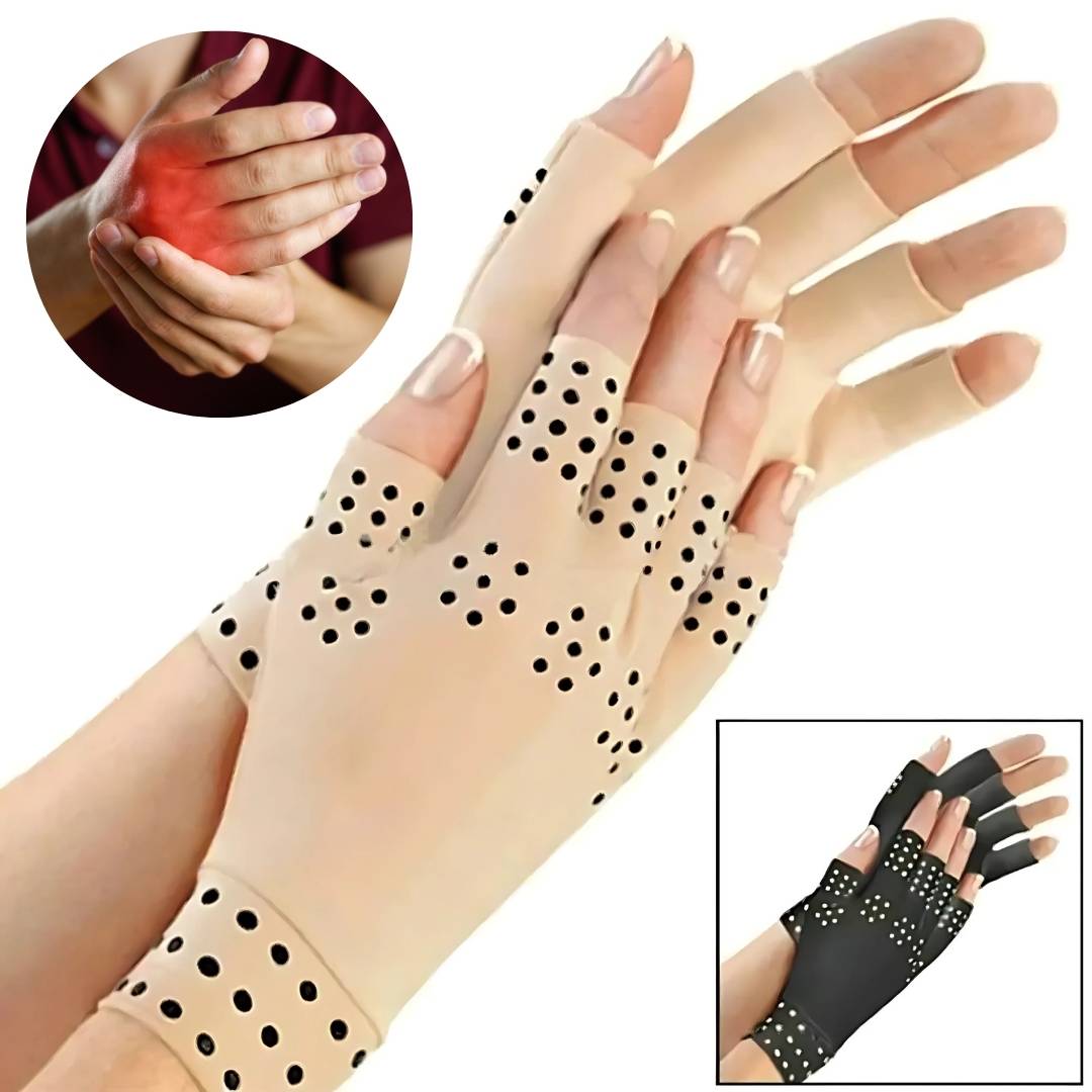 Fingerless Gloves for Arthritis & Pain Relief - Magnetic Compression for Improved Circulation and Reduced Swelling