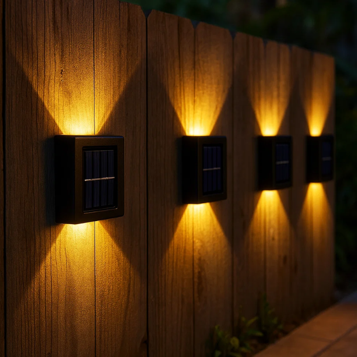 Solar-Powered LED Wall Lights | Weatherproof, Automatic Operation & Ideal for Garden and Driveway Illumination