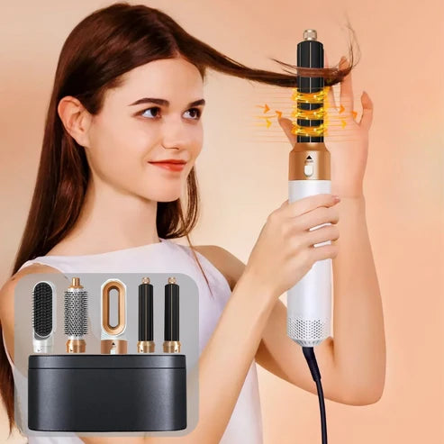 5-in-1 Hair Styler | Auto Curler, Blow Dryer & Flat Brush for All Hair Types at Home