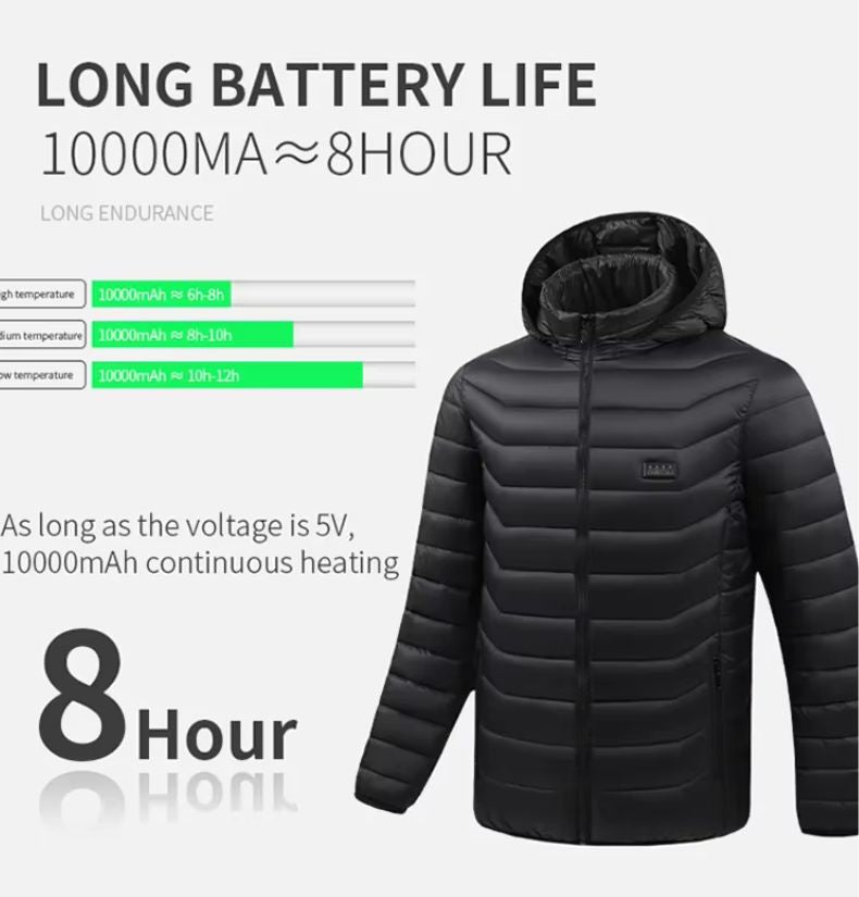 Unisex Waterproof Electric Heated Jacket | 21 Heating Zones, Lightweight & Ideal for Outdoor Activities in Cold Weather