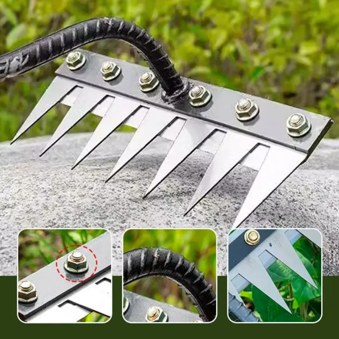Weeding Rake | Ultra-Durable Steel Teeth & Ergonomic Handle for Effortless Garden Maintenance
