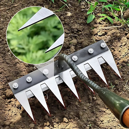 Weeding Rake | Ultra-Durable Steel Teeth & Ergonomic Handle for Effortless Garden Maintenance