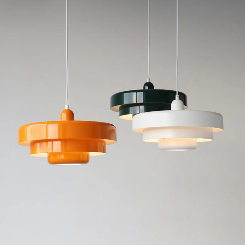 Vintage Italian Pendant Light – Elegant Orange & Green Hanging Light for Modern Homes