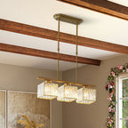 Modern Art Deco Glass Kitchen Island Lamps | Adjustable Height. 3-4 Lights & Ideal for Dining Room and Kitchen Lighting