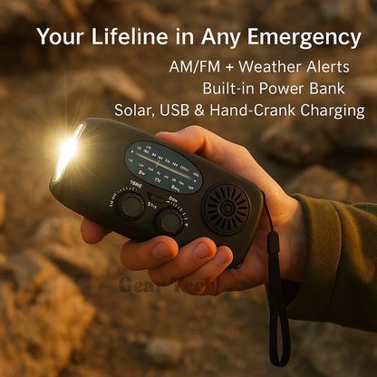 Portable Wind-Up Radio | AM/FM, Weather Broadcasts & Built-In Power Bank for Emergency Preparedness