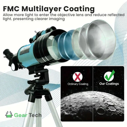 Professional Astronomical Telescope | 70mm Aperture, 300mm Focal Length & Easy Setup for Stargazing and Nature Exploration