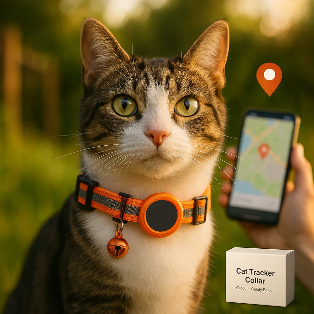 Cat GPS Tracker Collar | Quick Release Closure, Reflective Design & Durable for Outdoor Safety Adventures