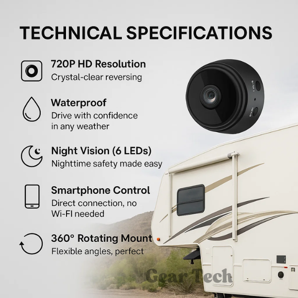 HD Wireless Backup Camera for RVs, Trucks, and Trailers - Night Vision, Waterproof, Easy Installation
