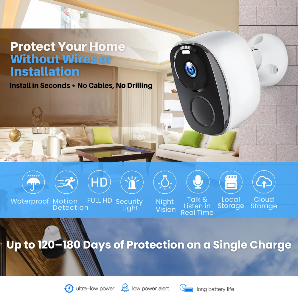 Wireless Mini Security Camera for Home | Small 1080P Indoor Security Camera – Works Without WiFi or Subscription