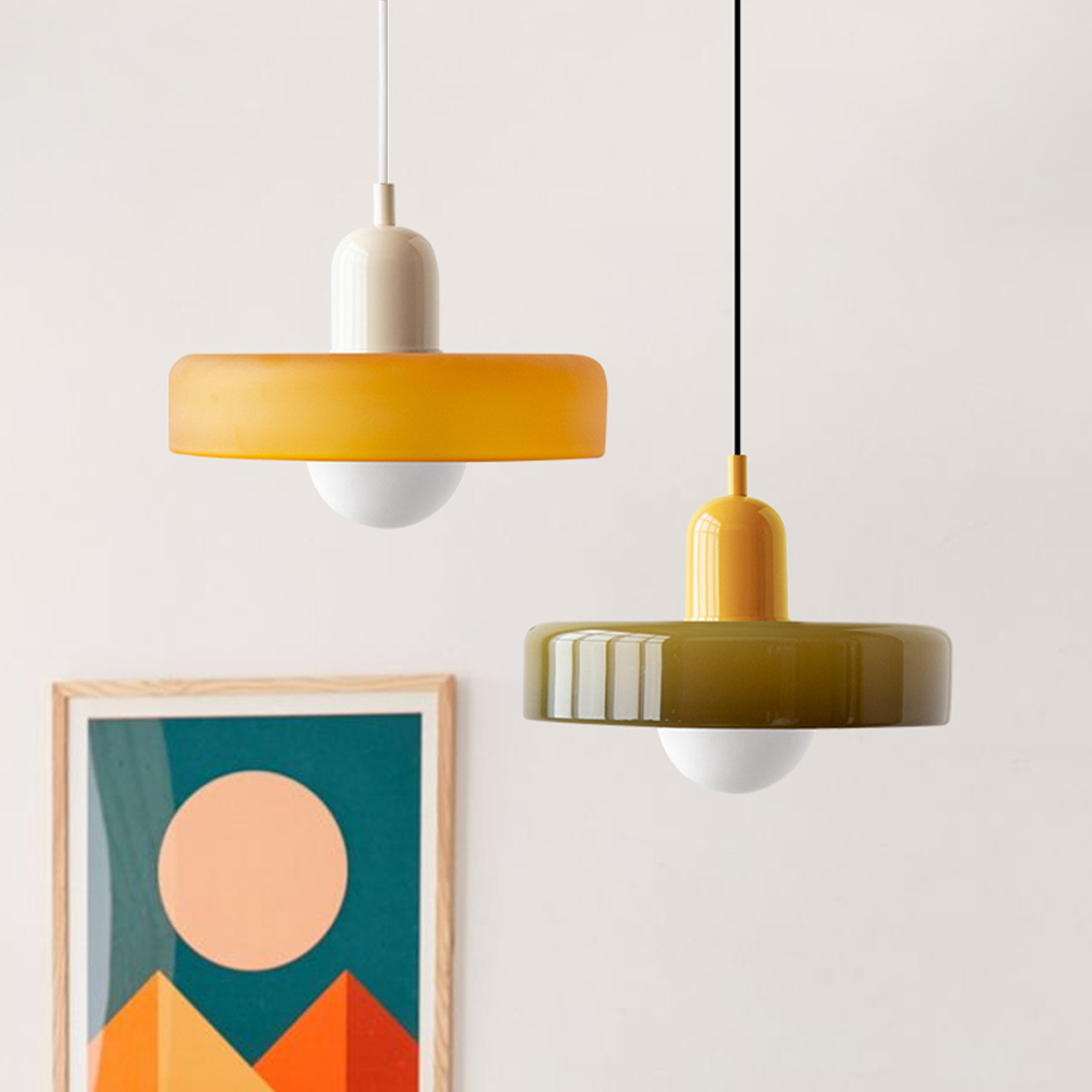 Colored Glass Bauhaus Pendant Light Fixture for Modern Home Decor & Dining Spaces