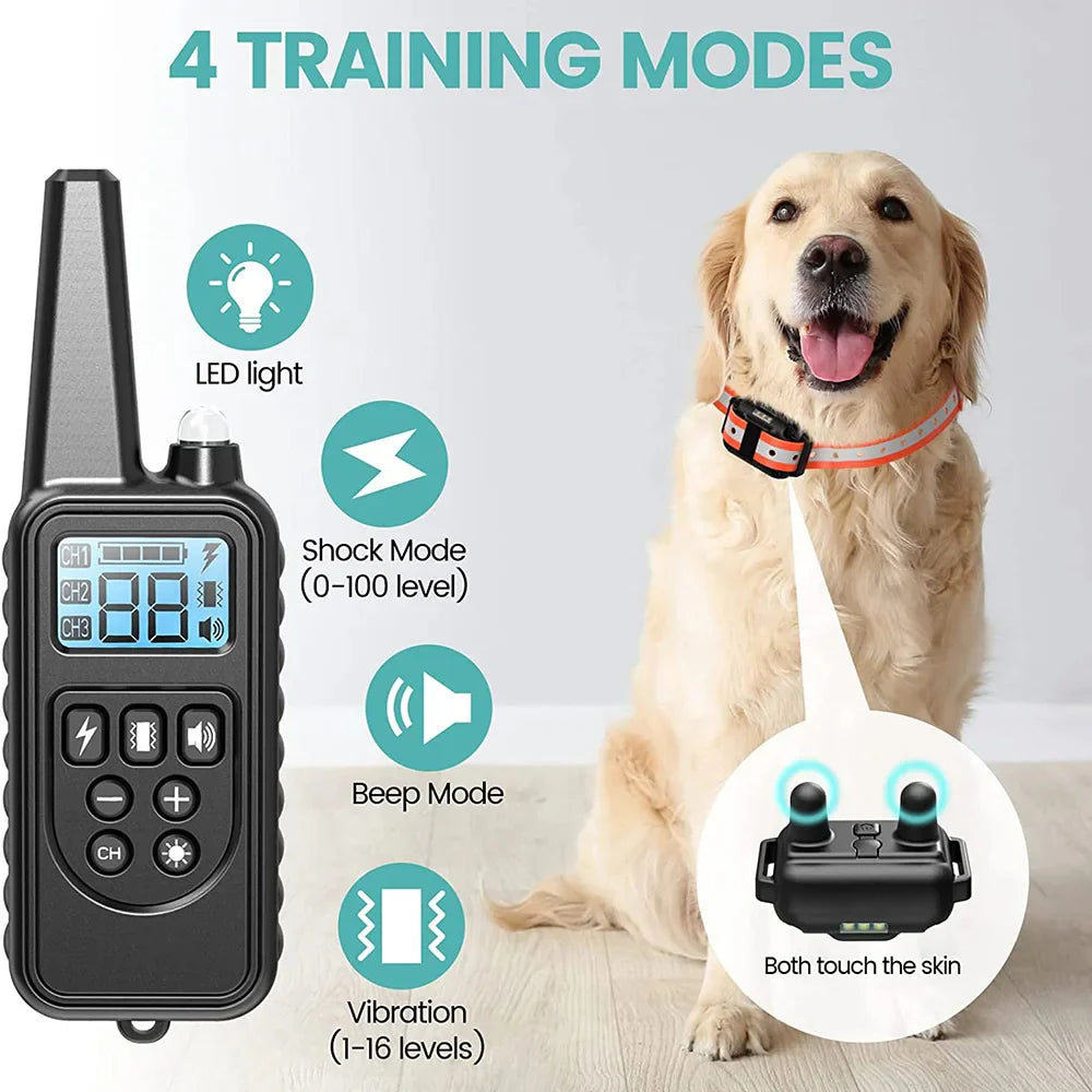 800M Rechargeable Electric Dog Training Collar | Waterproof, Remote Control & Ideal for Effective Dog Training