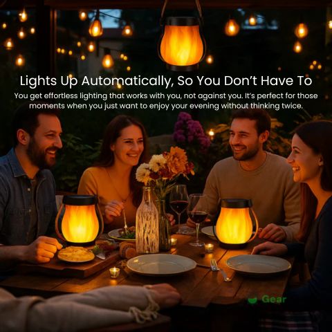 Solar-Powered Outdoor Lantern | Realistic Flame Effect, All-Weather Proof & Ideal for Cozy Evenings on the Patio or Balcony