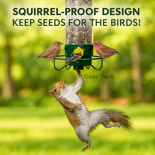 Squirrel Proof Bird Feeder | Heavy-Duty Metal, Multi-Feeding Ports & Ideal for Backyard Birdwatching