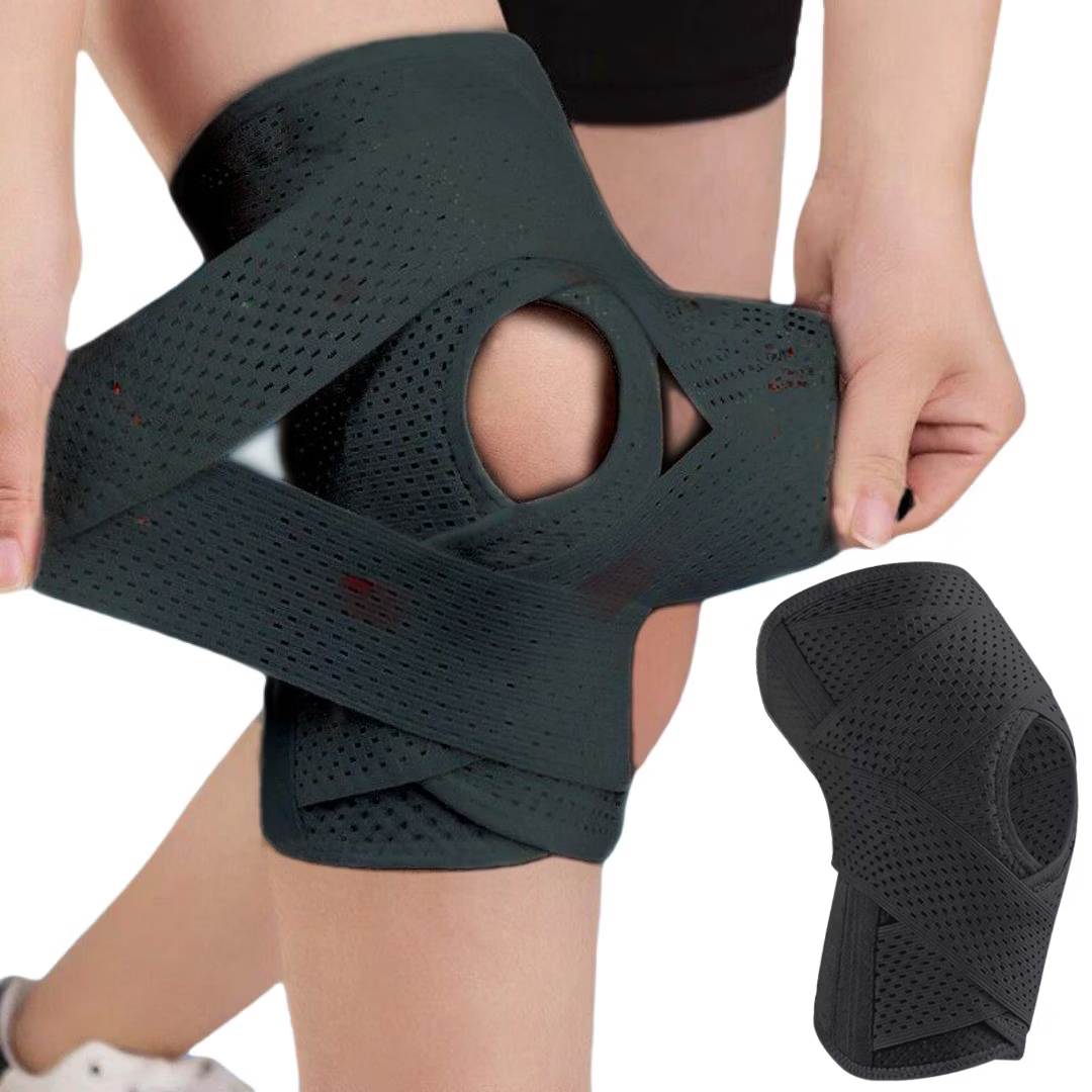 Knee Straps for Gym – Compression Knee Pads with Support Springs & Tension Strap for Stability & Pain Relief