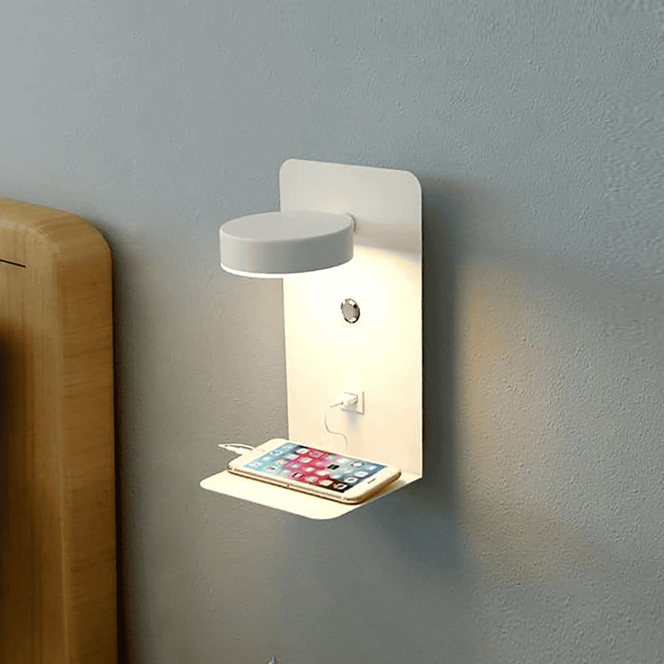 LED Wall Light with Shelf | Soft Glow, Modern Design & Ideal for Creating a Festive Atmosphere in Your Bedroom