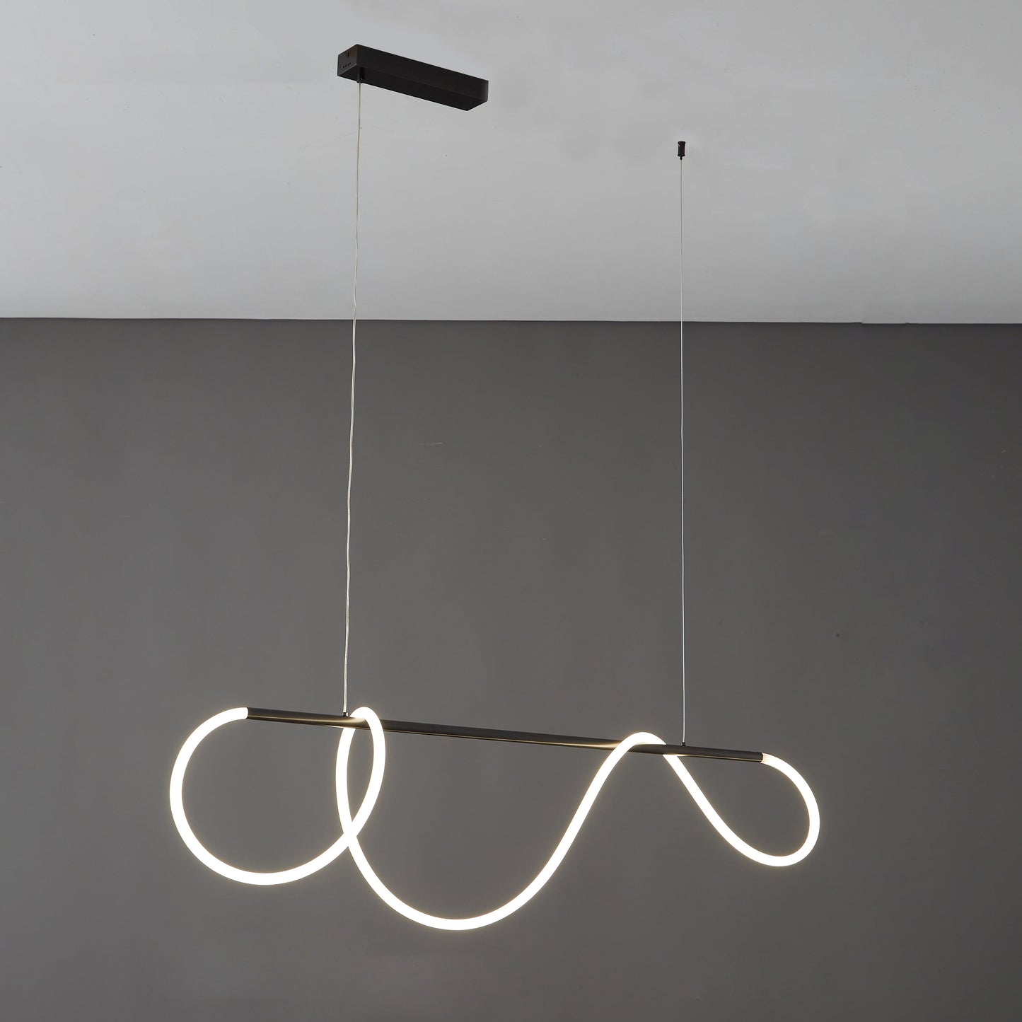 LED Linear Brass Chandelier | Dimmable. Damp Rated & Adjustable Height for Dining Room and Living Spaces