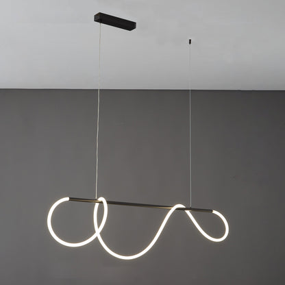 LED Linear Brass Chandelier | Dimmable. Damp Rated & Adjustable Height for Dining Room and Living Spaces